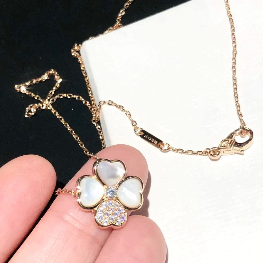 [⭐Haelin Jewelry]CLOVER MOP DIAMOND ROSE GOLD NECKLACE