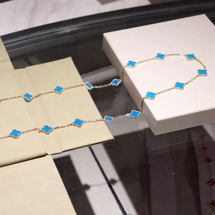 [⭐Haelin Jewelry]CLOVER 20 MOTIFS TURQUOISE GOLD