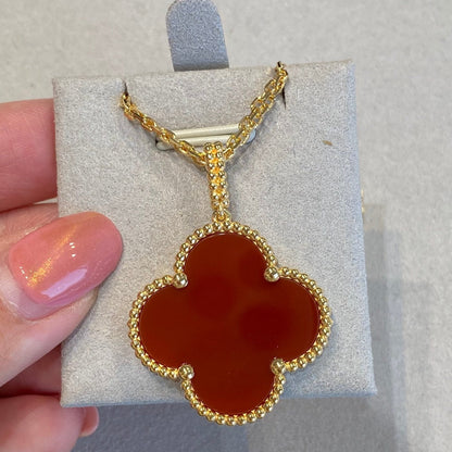 [⭐Haelin Jewelry]CLOVER 25MM NECKLACE GOLD CARNELIAN