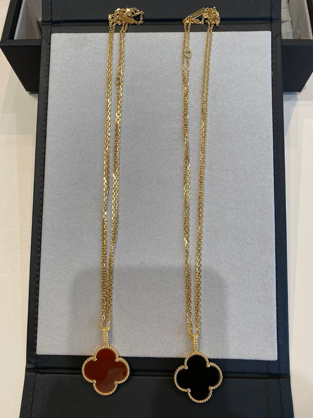 [⭐Haelin Jewelry]CLOVER 25MM NECKLACE GOLD CARNELIAN