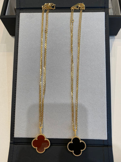 [⭐Haelin Jewelry]CLOVER 25MM NECKLACE GOLD CARNELIAN