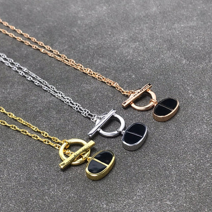 [⭐Haelin Jewelry]CHAINE VERSO BLACK CERAMIC  NECKLACE