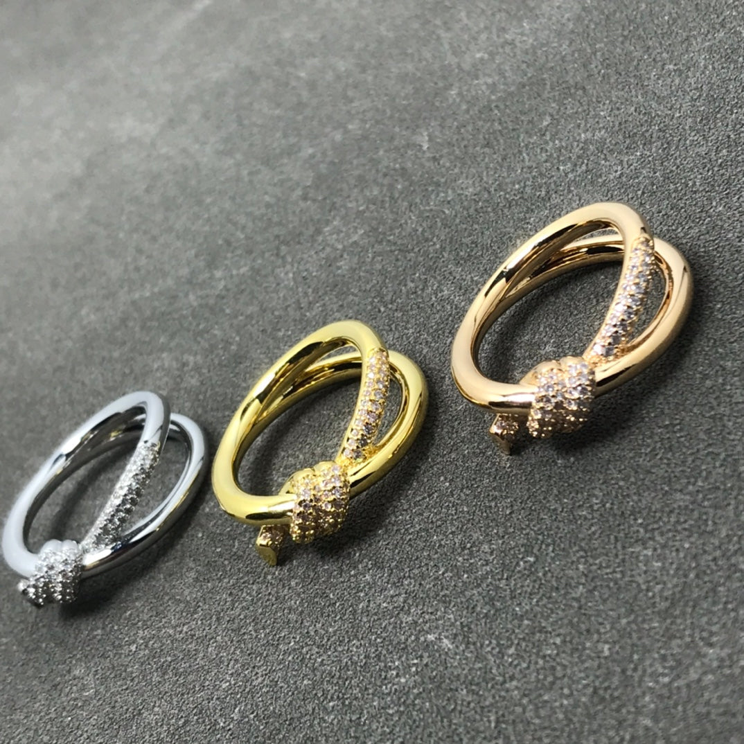 [Haelin Jewelry]KNOT RING DOUBLE ROW DIAMOND