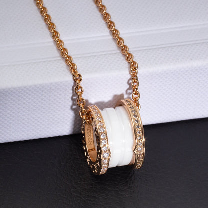 [⭐Haelin Jewelry]ZERO 1 WHITE CERAMIC PINK GOLD DIAMOND NECKLACE