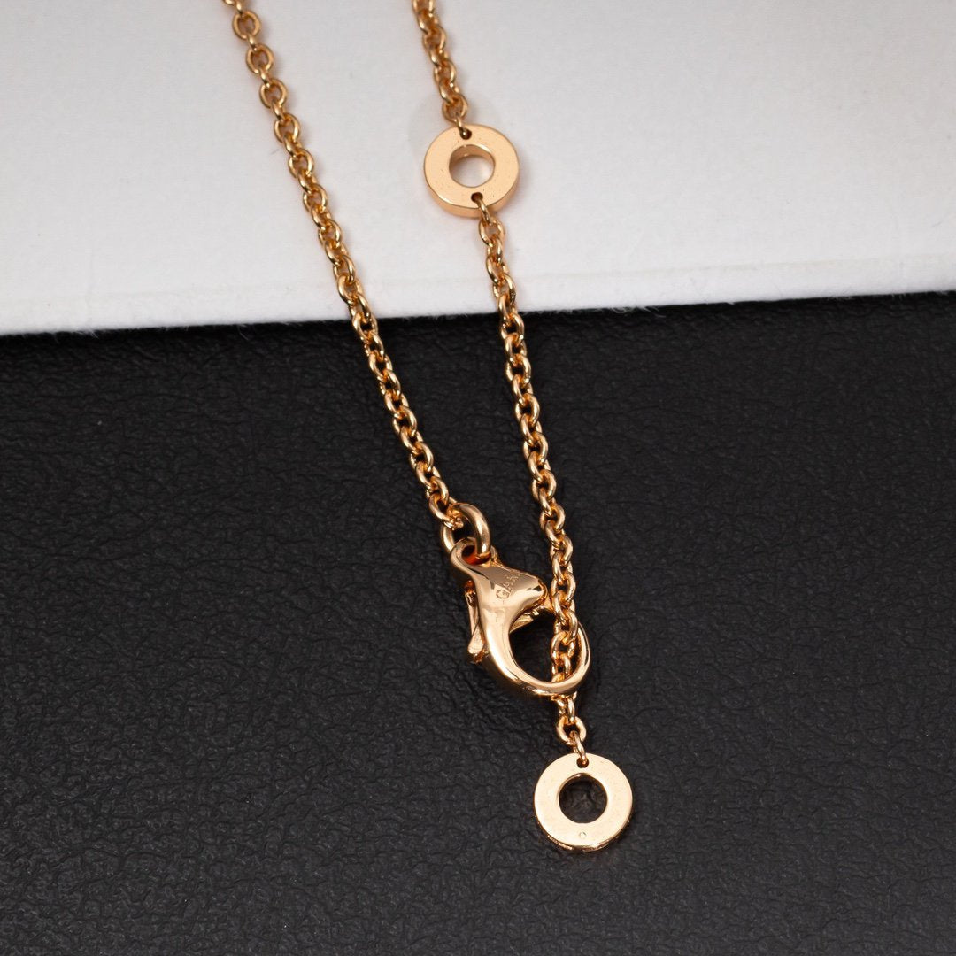 [⭐Haelin Jewelry]ZERO 1 WHITE CERAMIC PINK GOLD DIAMOND NECKLACE