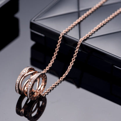 [⭐Haelin Jewelry]ZERO 1 PINK GOLD DIAMOND OPEN NECKLACE