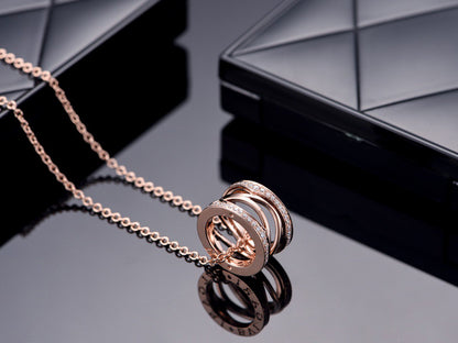 [⭐Haelin Jewelry]ZERO 1 PINK GOLD DIAMOND OPEN NECKLACE