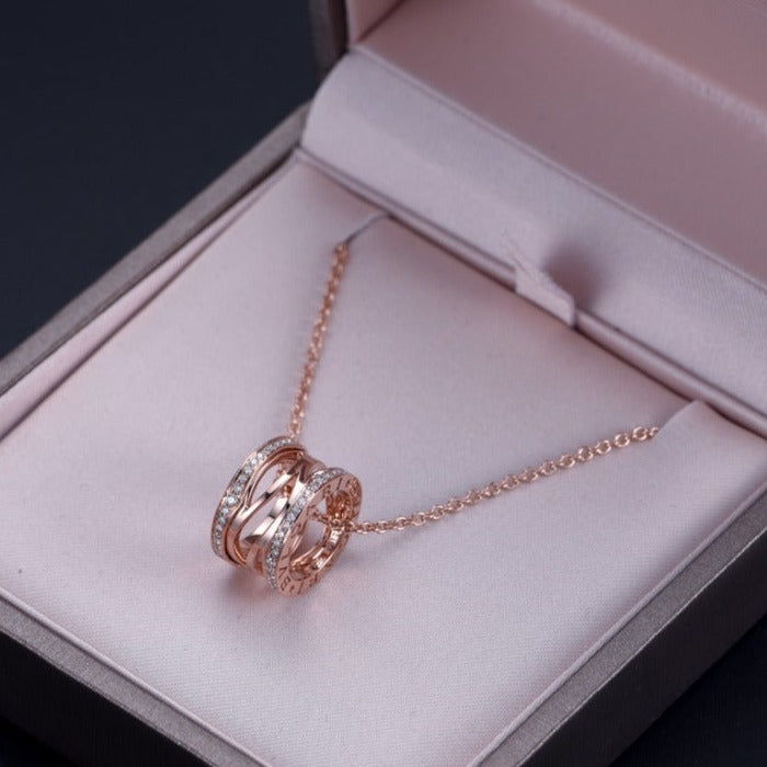 [⭐Haelin Jewelry]ZERO 1 PINK GOLD DIAMOND OPEN NECKLACE