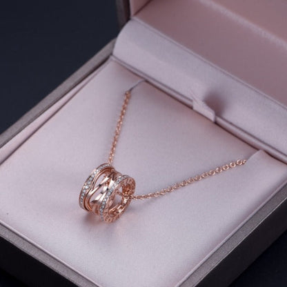 [⭐Haelin Jewelry]ZERO 1 PINK GOLD DIAMOND OPEN NECKLACE