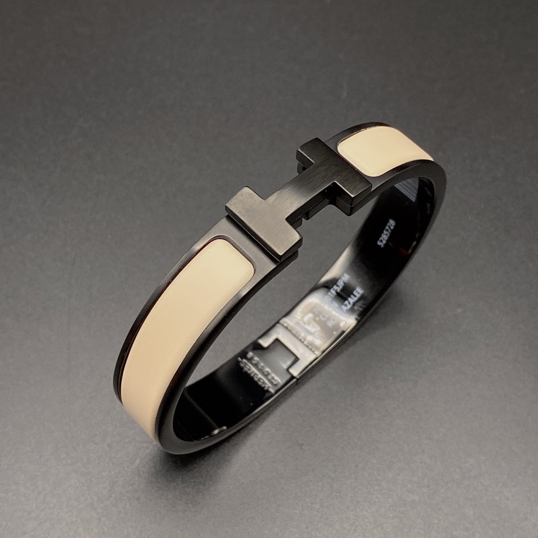 [⭐Haelin Jewelry]H BRACELET 12MM BLACK BEIGE CERAMIC