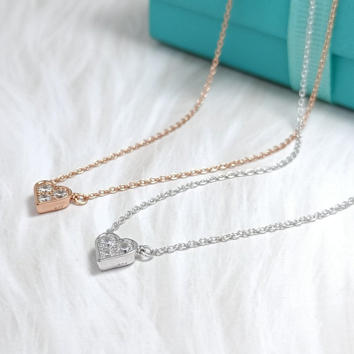 [Haelin Jewelry]HEART 3 DIAMONDS PEDANT NECKLACE