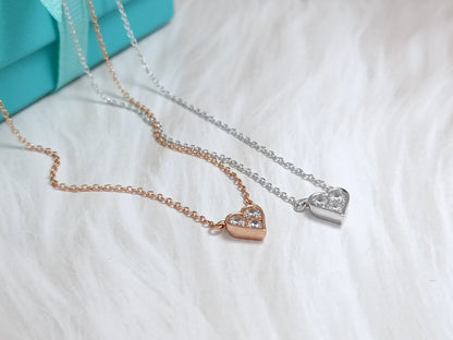 [Haelin Jewelry]HEART 3 DIAMONDS PEDANT NECKLACE