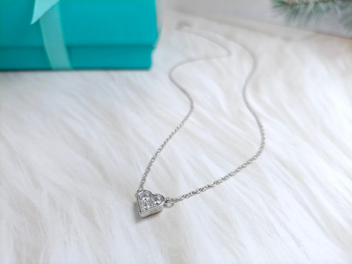 [Haelin Jewelry]HEART 3 DIAMONDS PEDANT NECKLACE
