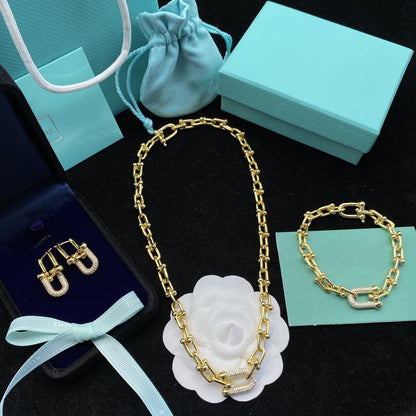 [Haelin Jewelry]HARDWEAR LINK DIAMOND GOLD EARRINGS