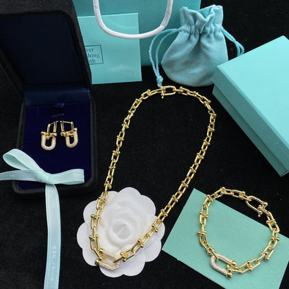 [Haelin Jewelry]HARDWEAR LINK DIAMOND GOLD EARRINGS