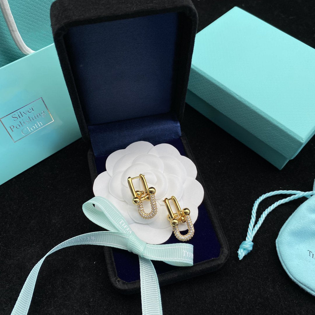 [Haelin Jewelry]HARDWEAR LINK DIAMOND GOLD EARRINGS