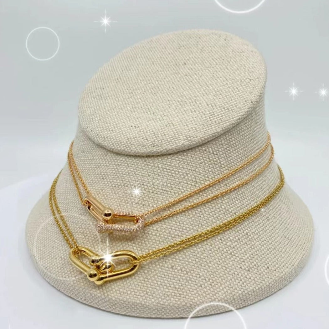 [Haelin Jewelry]HARDWEAR GOLD DOUBLE LINK NECKLACE