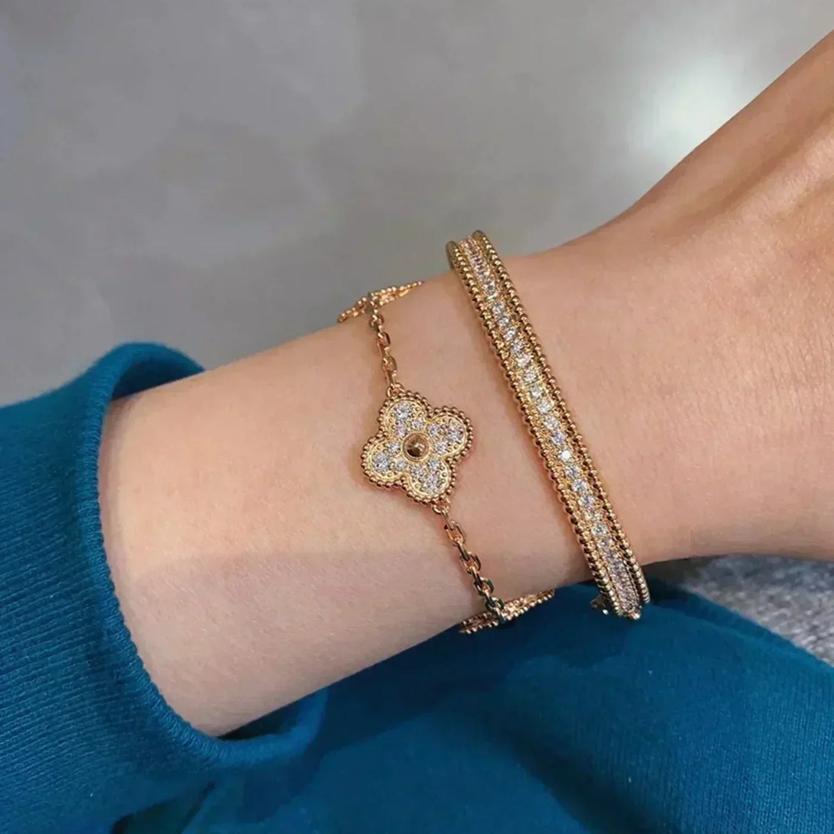 [⭐Haelin Jewelry] CLOVER 5 MOTIF FULL DIAMOND BRACELET COLLECTION