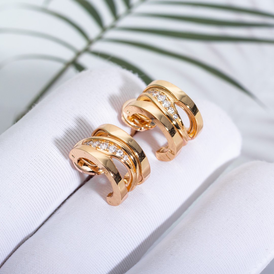 [⭐Haelin Jewelry]ZERO 1 PINK GOLD DIAMONDS EARRINGS