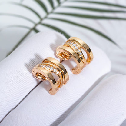 [⭐Haelin Jewelry]ZERO 1 PINK GOLD DIAMONDS EARRINGS