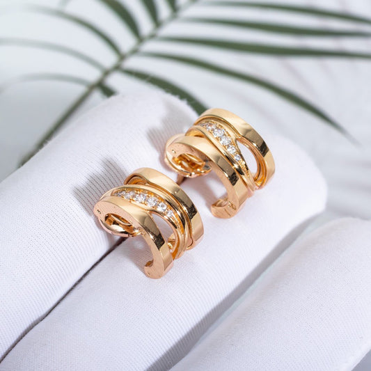 [⭐Haelin Jewelry]ZERO 1 PINK GOLD DIAMONDS EARRINGS