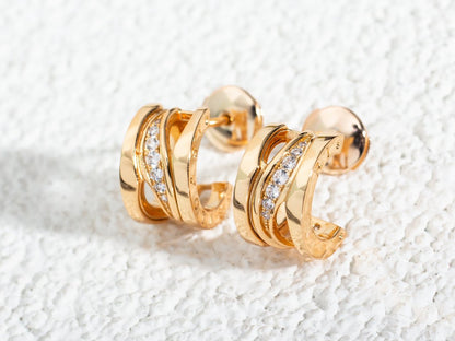 [⭐Haelin Jewelry]ZERO 1 PINK GOLD DIAMONDS EARRINGS