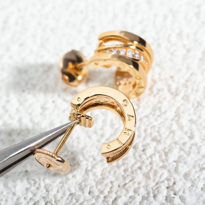 [⭐Haelin Jewelry]ZERO 1 PINK GOLD DIAMONDS EARRINGS