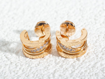 [⭐Haelin Jewelry]ZERO 1 PINK GOLD DIAMONDS EARRINGS
