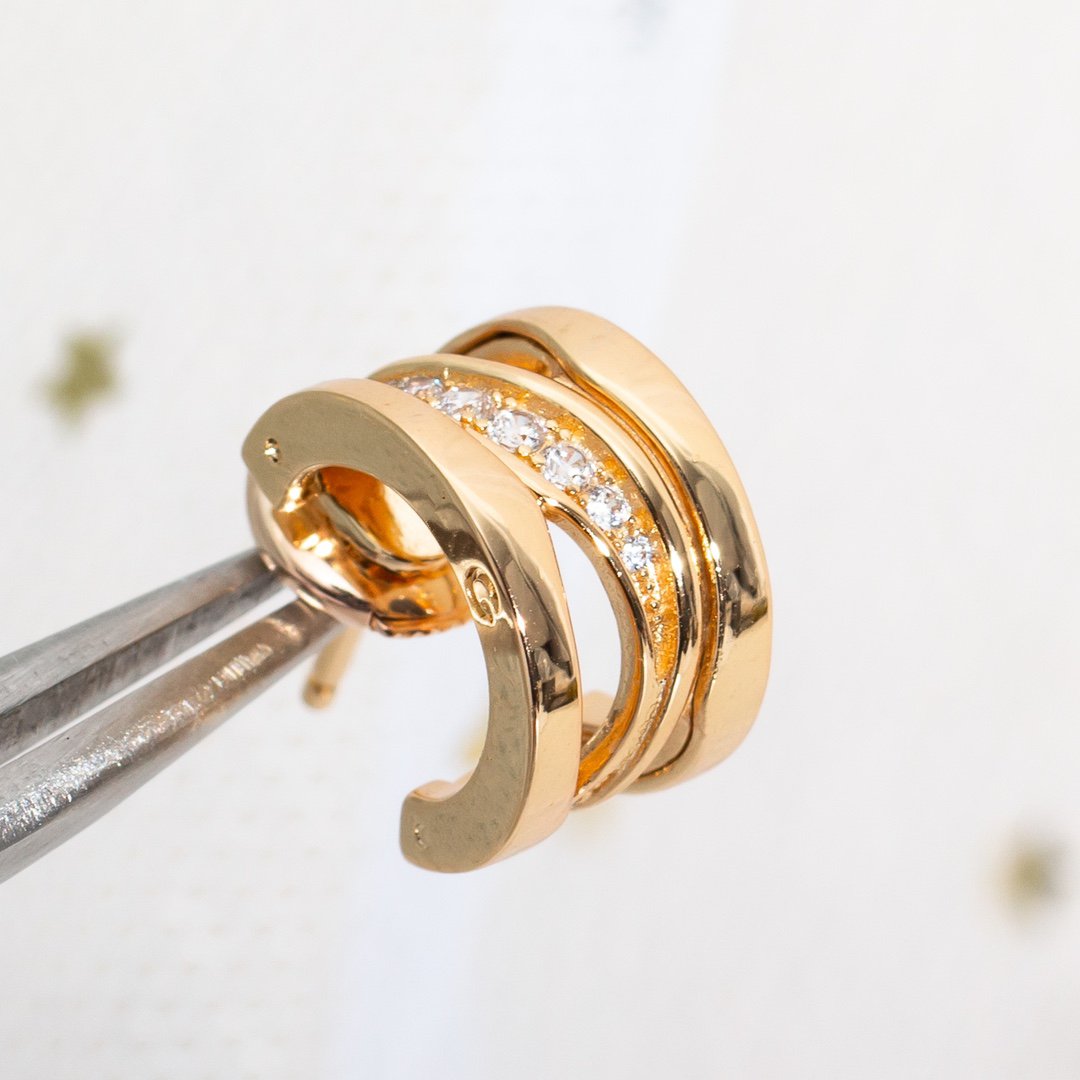 [⭐Haelin Jewelry]ZERO 1 PINK GOLD DIAMONDS EARRINGS