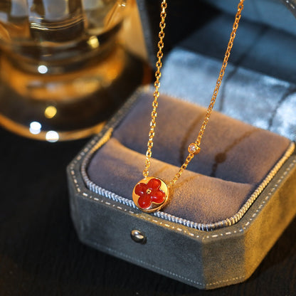 [⭐Haelin Jewelry]SUN PEDANT PINK GOLD 1 DIAMOND NECKLACE