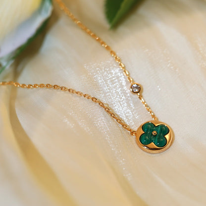 [⭐Haelin Jewelry]SUN PEDANT PINK GOLD 1 DIAMOND NECKLACE