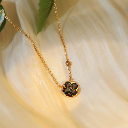 [⭐Haelin Jewelry]SUN PEDANT PINK GOLD 1 DIAMOND NECKLACE