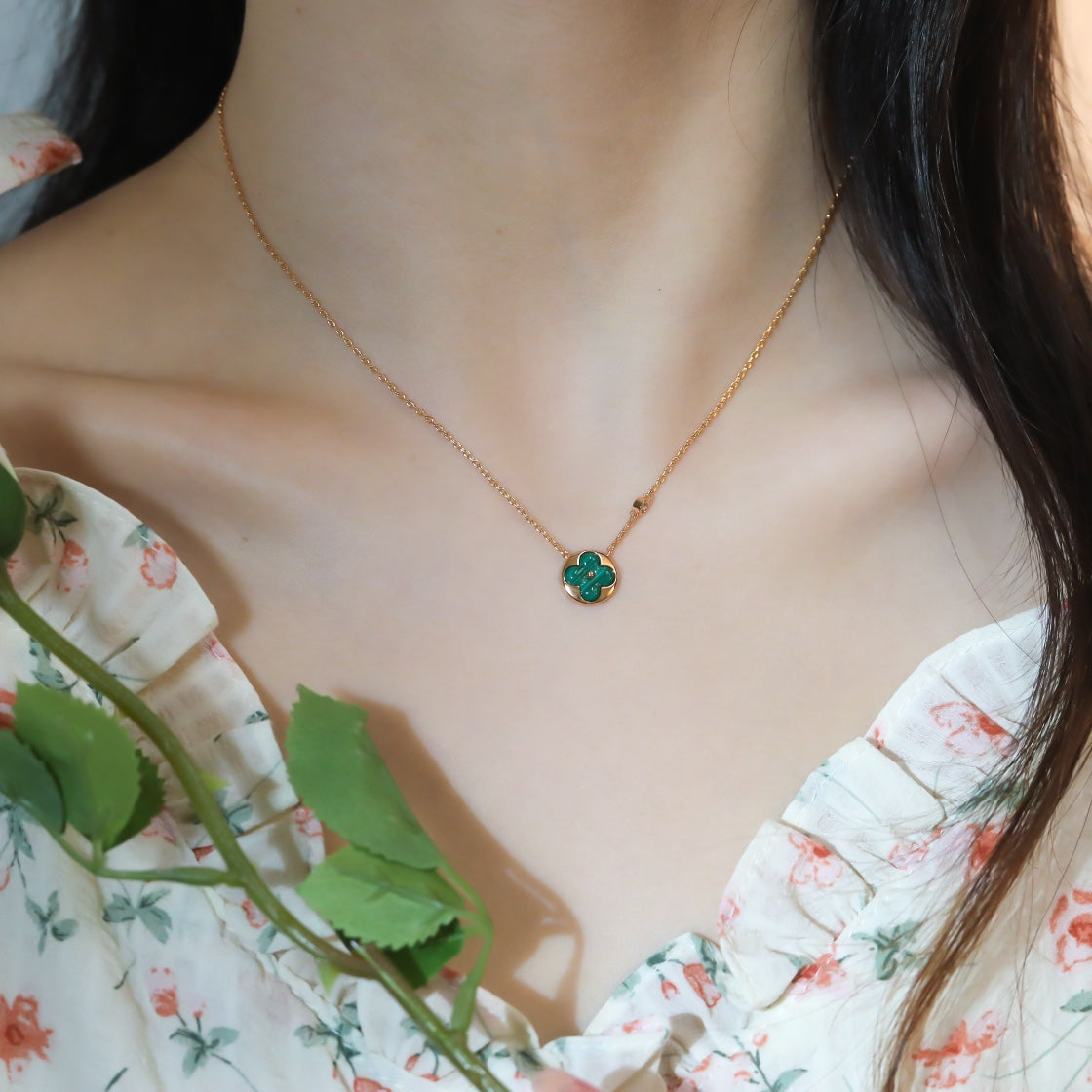 [⭐Haelin Jewelry]SUN PEDANT PINK GOLD 1 DIAMOND NECKLACE