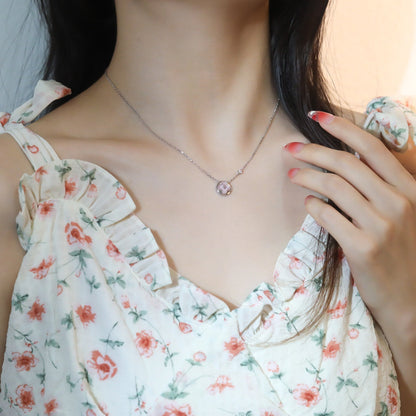 [⭐Haelin Jewelry]SUN PEDANT PINK GOLD 1 DIAMOND NECKLACE