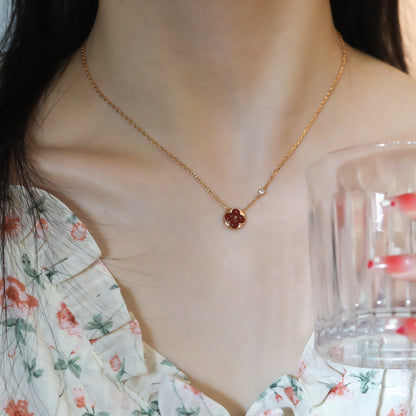 [⭐Haelin Jewelry]SUN PEDANT PINK GOLD 1 DIAMOND NECKLACE
