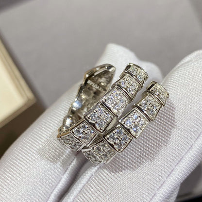 [⭐Haelin Jewelry]SERPENTI DOUBLE RING SILVER DIAMOND PAVED