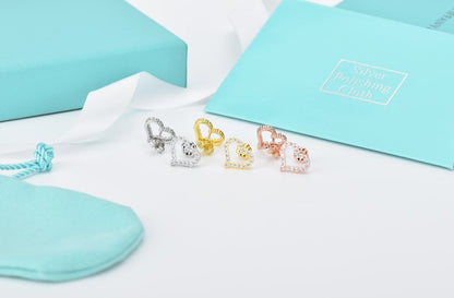 [Haelin Jewelry]OPEN HEART STUD DIAMOND EARRINGS