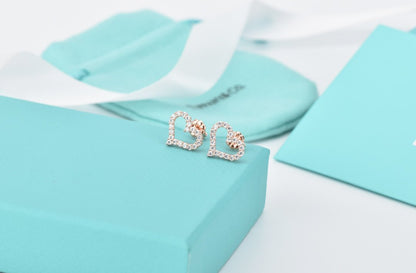 [Haelin Jewelry]OPEN HEART STUD DIAMOND EARRINGS