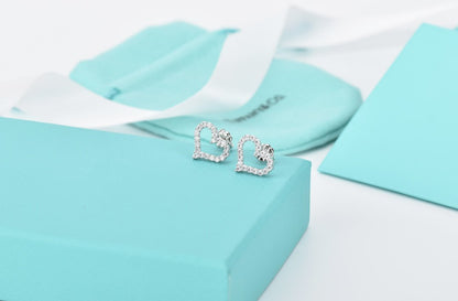 [Haelin Jewelry]OPEN HEART STUD DIAMOND EARRINGS