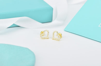 [Haelin Jewelry]OPEN HEART STUD DIAMOND EARRINGS