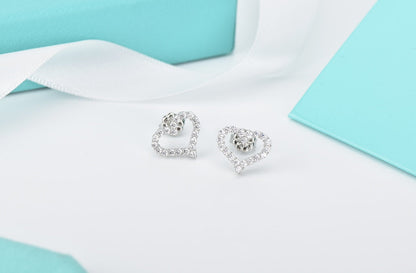[Haelin Jewelry]OPEN HEART STUD DIAMOND EARRINGS