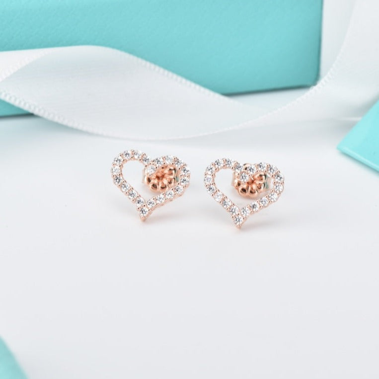 [Haelin Jewelry]OPEN HEART STUD DIAMOND EARRINGS