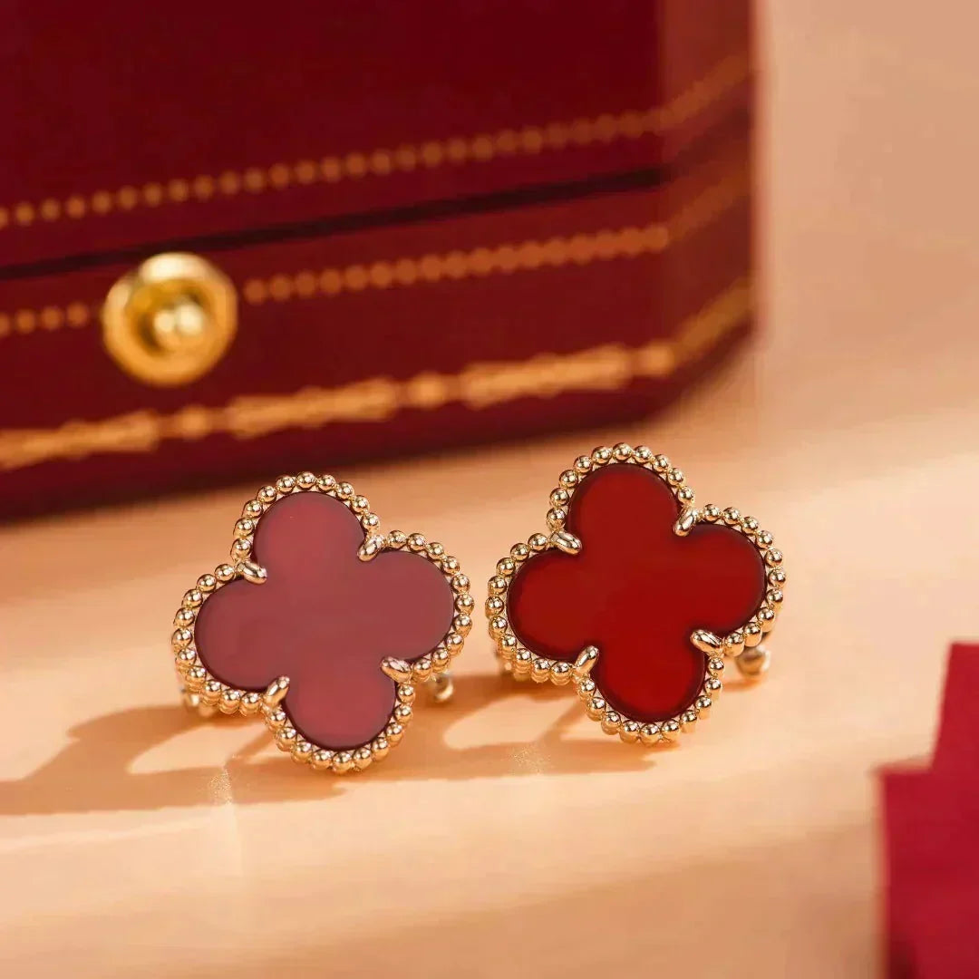 [⭐Haelin Jewelry]CLOVER MEDIUM 1 MOTIFS CARNELIAN  EARRINGS
