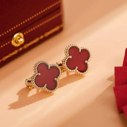 [⭐Haelin Jewelry]CLOVER MEDIUM 1 MOTIFS CARNELIAN  EARRINGS