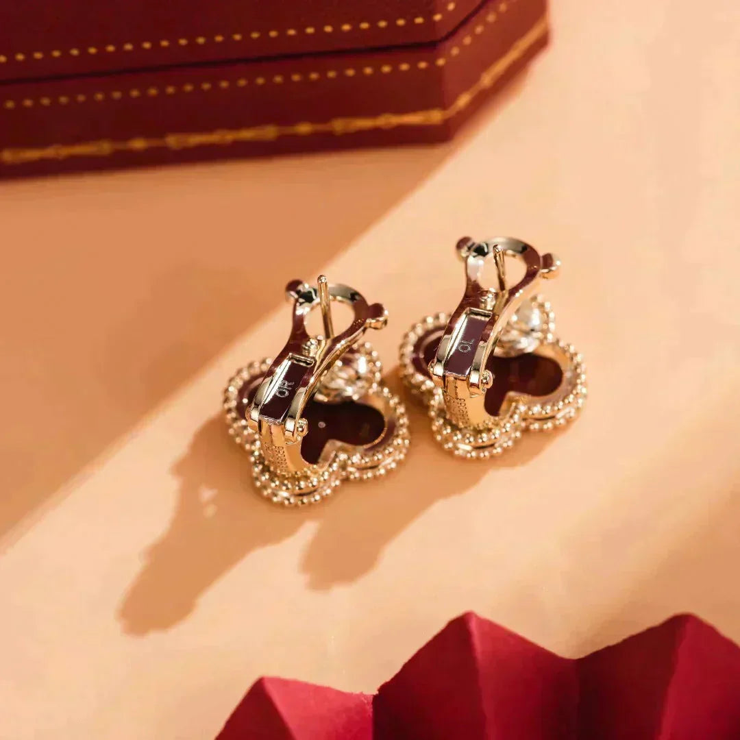 [⭐Haelin Jewelry]CLOVER MEDIUM 1 MOTIFS CARNELIAN  EARRINGS