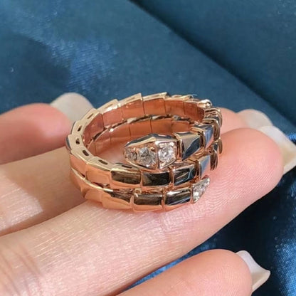 [⭐Haelin Jewelry]SERPENTS DOUBLE ROW DIAMOND RING