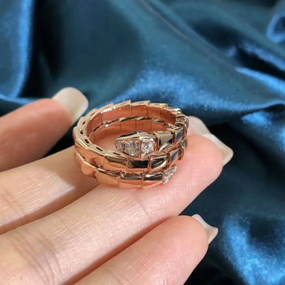 [⭐Haelin Jewelry]SERPENTS DOUBLE ROW DIAMOND RING