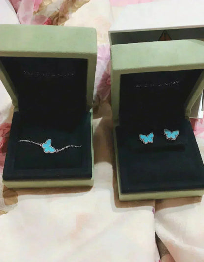 [⭐Haelin Jewelry]BUTTERFLY TURQUOISE EARRINGS SILVER
