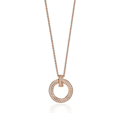 [Haelin Jewelry]T CIRCLE PEDANT DIAMOND NECKLACE