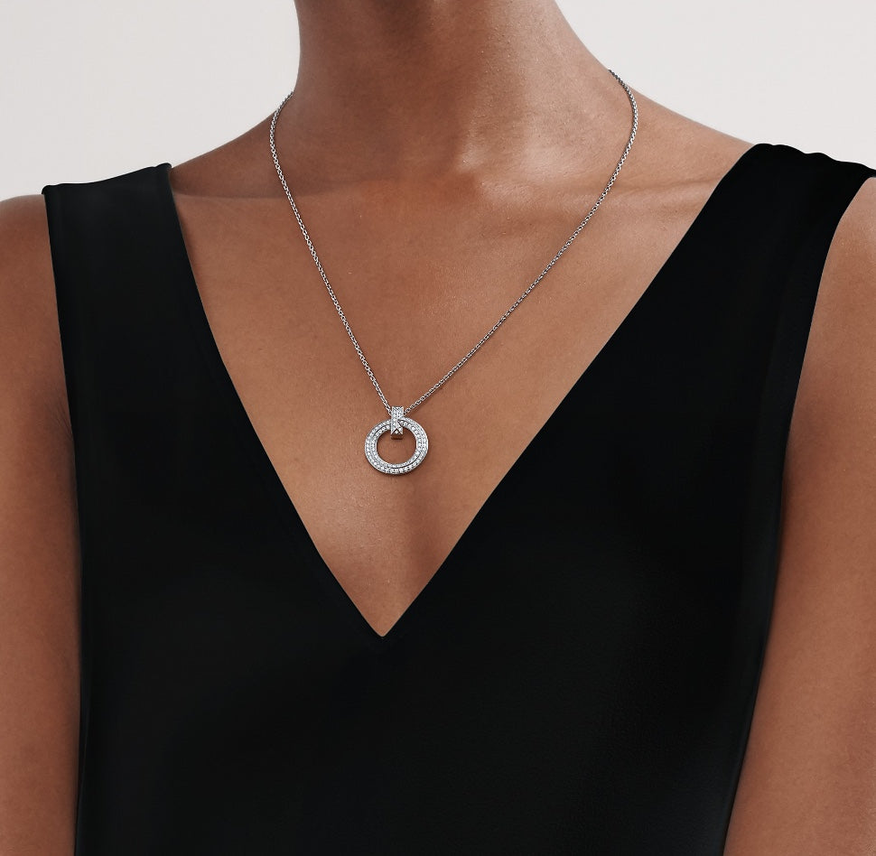 [Haelin Jewelry]T CIRCLE PEDANT DIAMOND NECKLACE